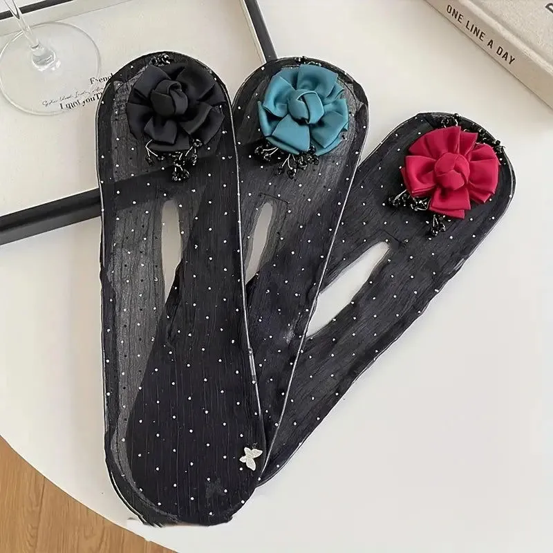 ( রেড ওয়াইন কালার ) Rose Invisible Hair Coiler Lazy People Hairpin Fabric Hair Accessories Hair Clips for Women