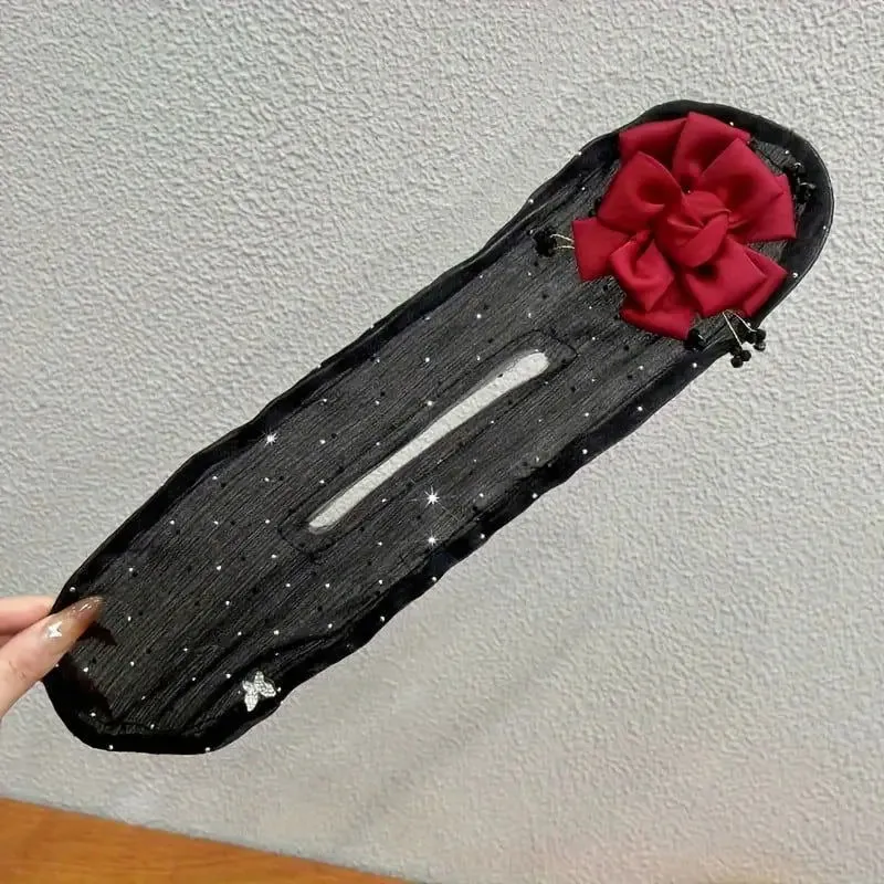 ( রেড ওয়াইন কালার ) Rose Invisible Hair Coiler Lazy People Hairpin Fabric Hair Accessories Hair Clips for Women