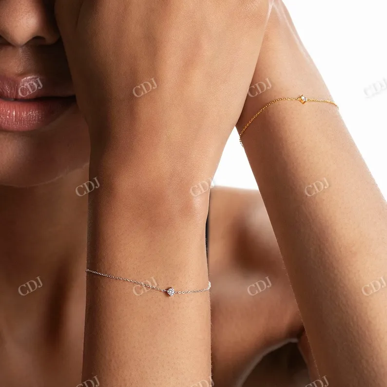 0.14CT Natural Diamond Solitaire Chain Bracelet