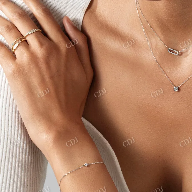 0.14CT Natural Diamond Solitaire Chain Bracelet
