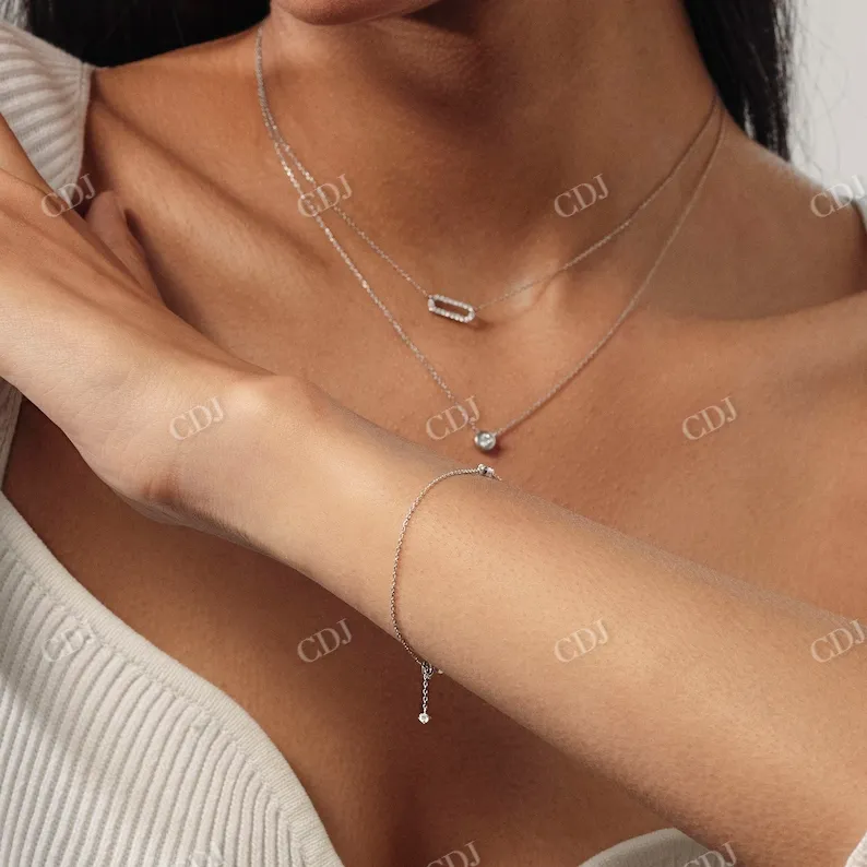 0.14CT Natural Diamond Solitaire Chain Bracelet