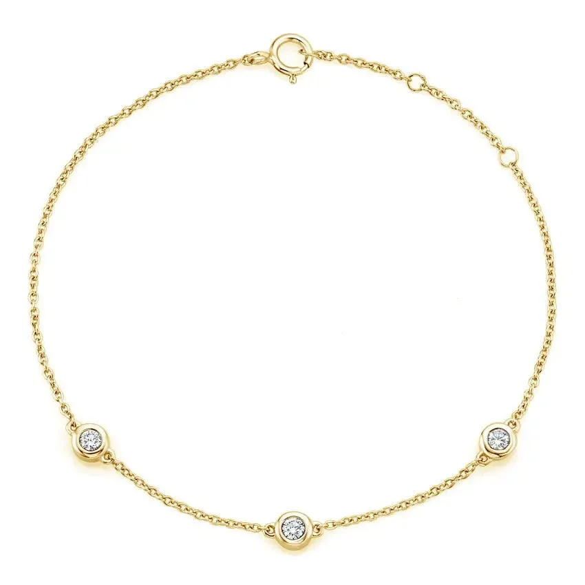 0.17 CT Three Diamond Bezel Set Bracelet