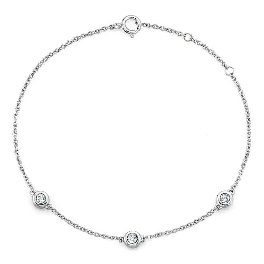 0.17 CT Three Diamond Bezel Set Bracelet