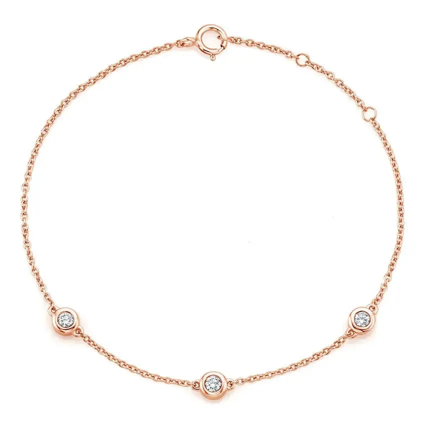 0.17 CT Three Diamond Bezel Set Bracelet