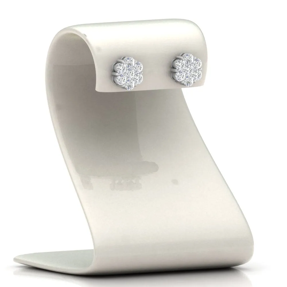 0.75 Carat Lab Diamond 7 Stone Flower Earring For Women 14K Gold