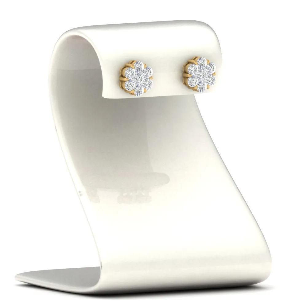 0.75 Carat Lab Diamond 7 Stone Flower Earring For Women 14K Gold