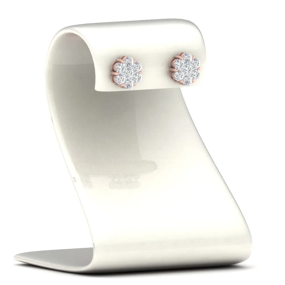 0.75 Carat Lab Diamond 7 Stone Flower Earring For Women 14K Gold