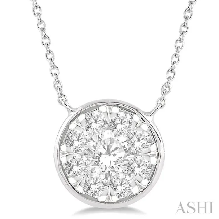 1 Ctw Round Shape Lovebright Diamond Necklace in 14K White Gold