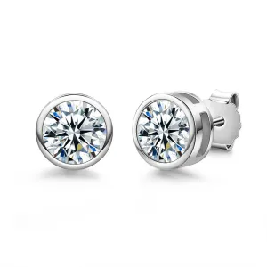 1.0CT/2.0CT D Color Round Moissanite Earrings 18K Gold Plated Stud Earrings