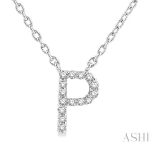 10K Gold "P" Diamond Initial Necklace