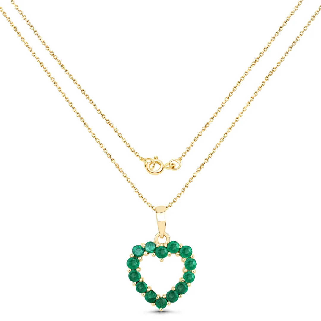 10K Yellow Gold Zambian Emerald Heart Necklace