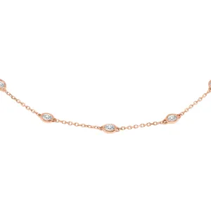 1/2 Carat Tw Bezel Set Genuine Diamond Station Bracelet In 14K Rose Gold
