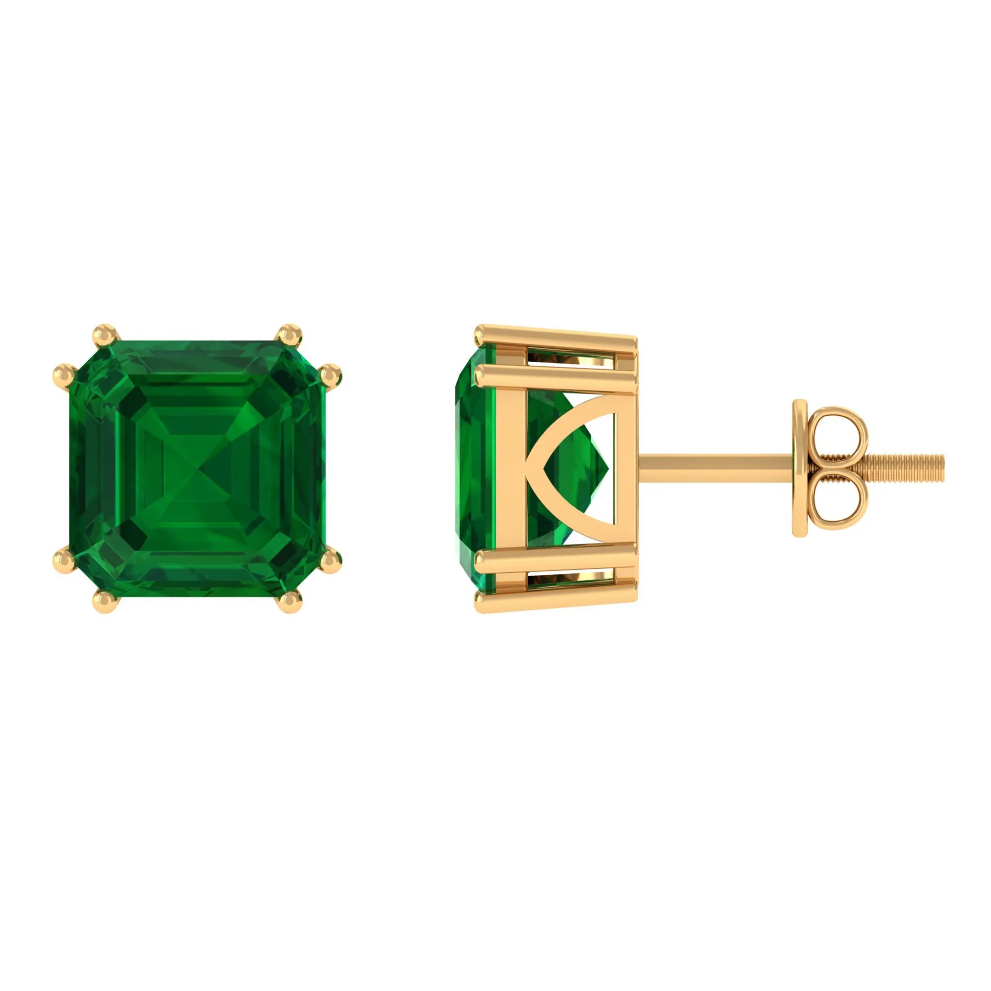 12 CT Asscher Cut Created Emerald Solitaire Earrings for Women