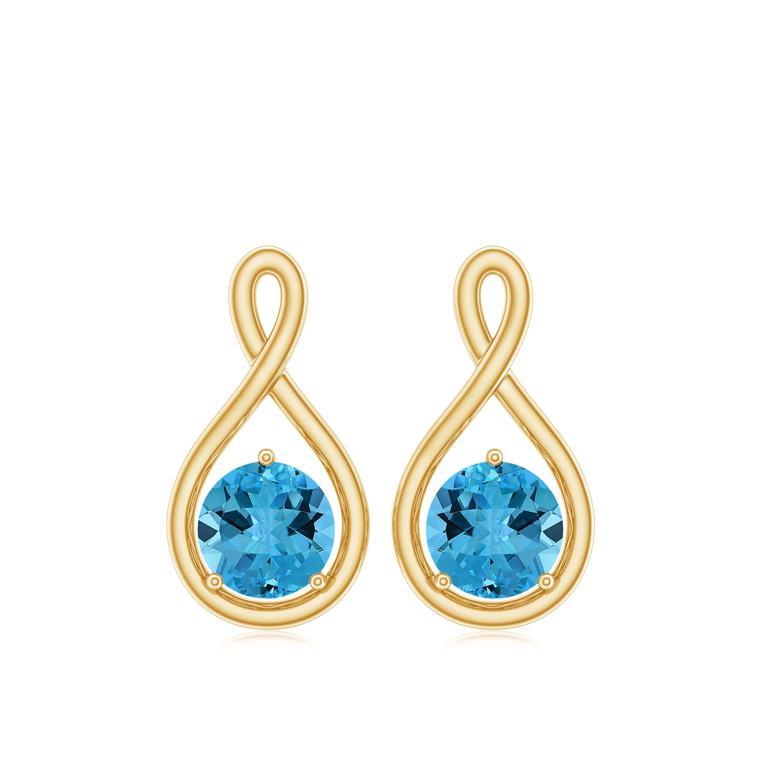 1/2 CT Round Cut Swiss Blue Topaz Solitaire Infinity Stud Earrings