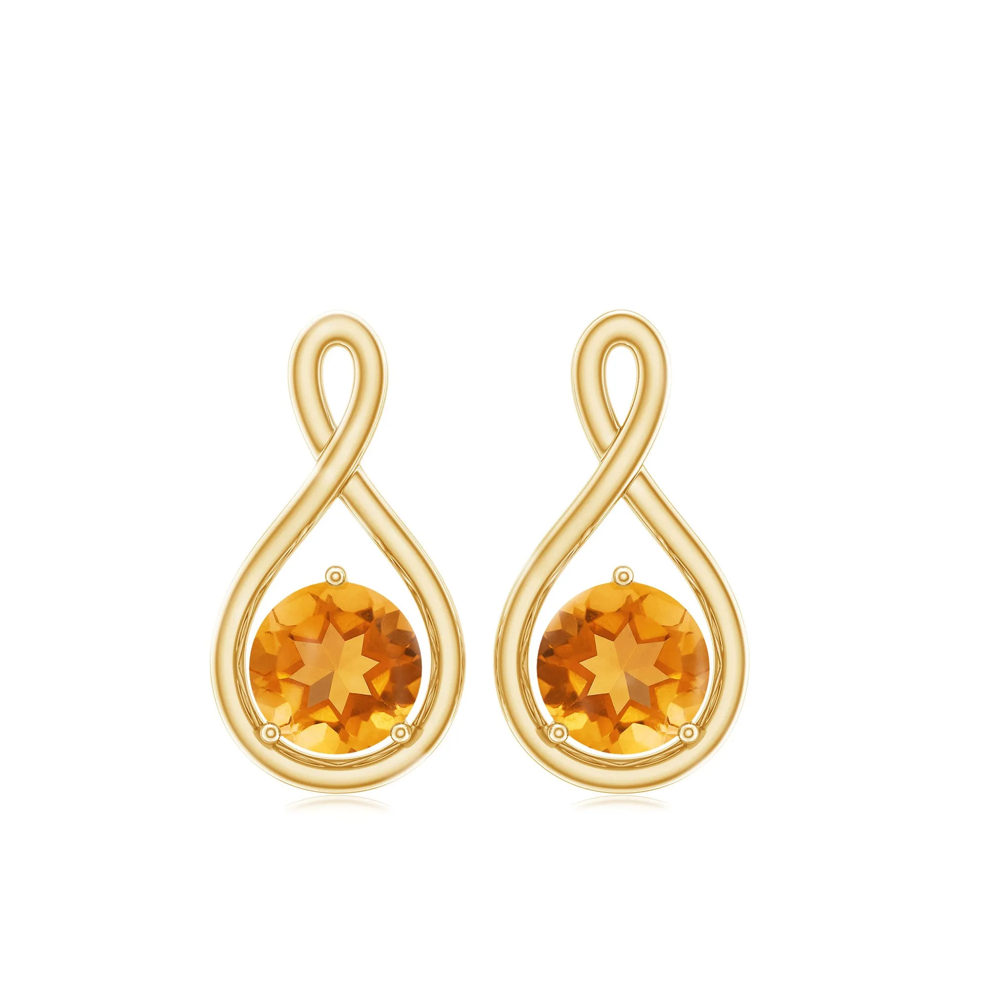 1/2 CT Solitaire Citrine Gold Infinity Stud Earring
