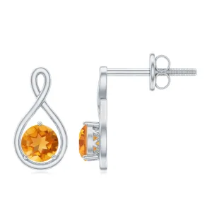 1/2 CT Solitaire Citrine Gold Infinity Stud Earring