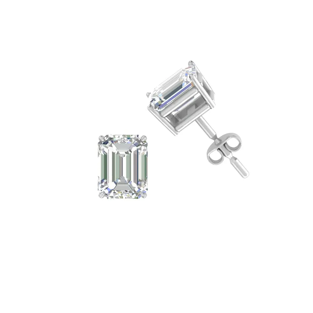 1/2 To 5 Ctw Emerald Cut Basket Lab Diamond Stud Earring 14K Gold