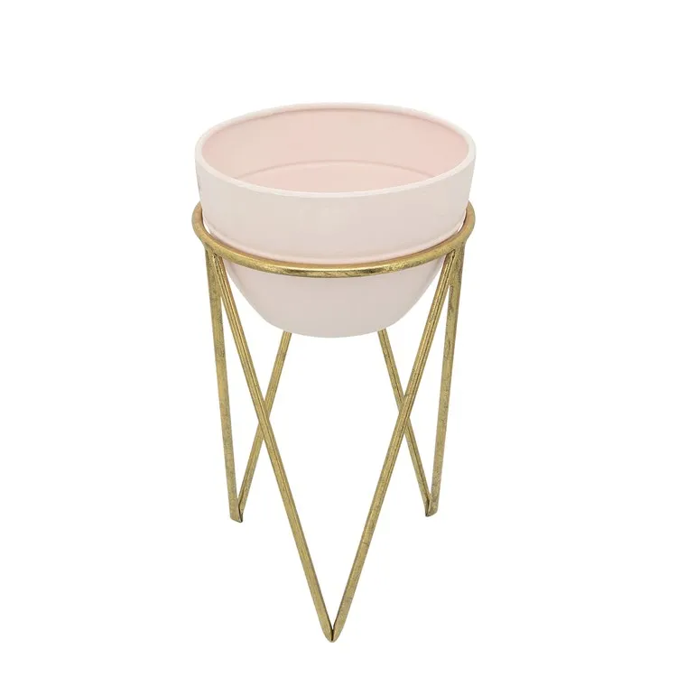 12"/14" Metal Planters Set of 2 - Pink/Gold