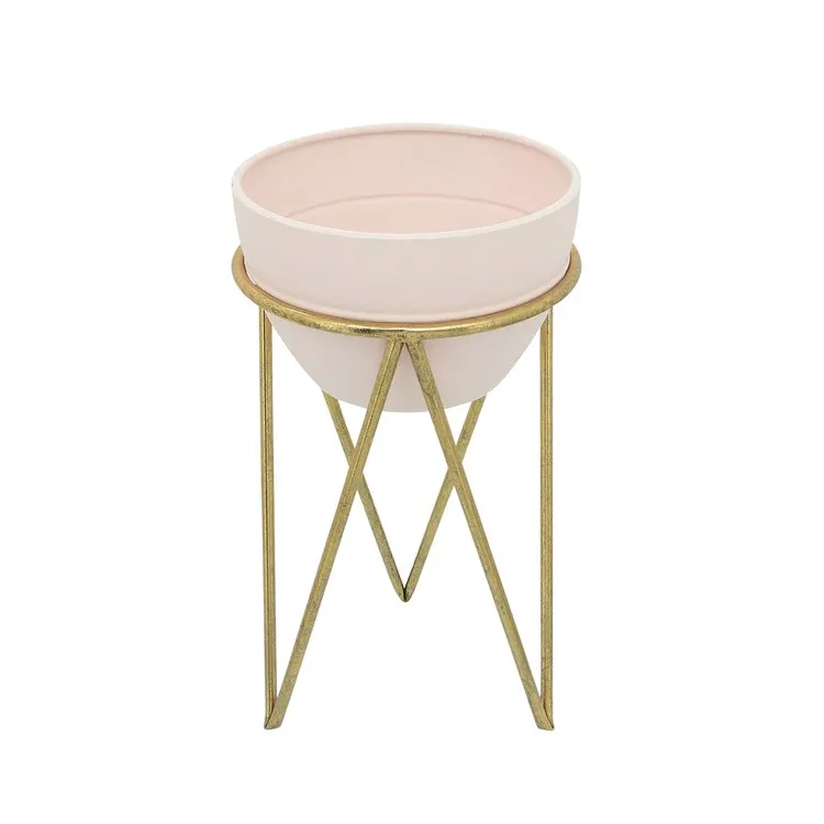 12"/14" Metal Planters Set of 2 - Pink/Gold