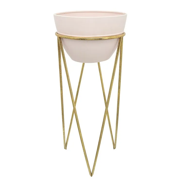 12"/14" Metal Planters Set of 2 - Pink/Gold