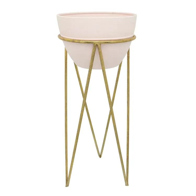 12"/14" Metal Planters Set of 2 - Pink/Gold