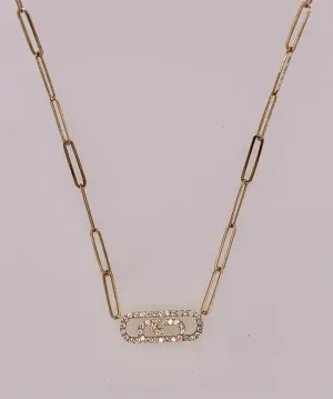 14K Diamond Paper Clip Necklace