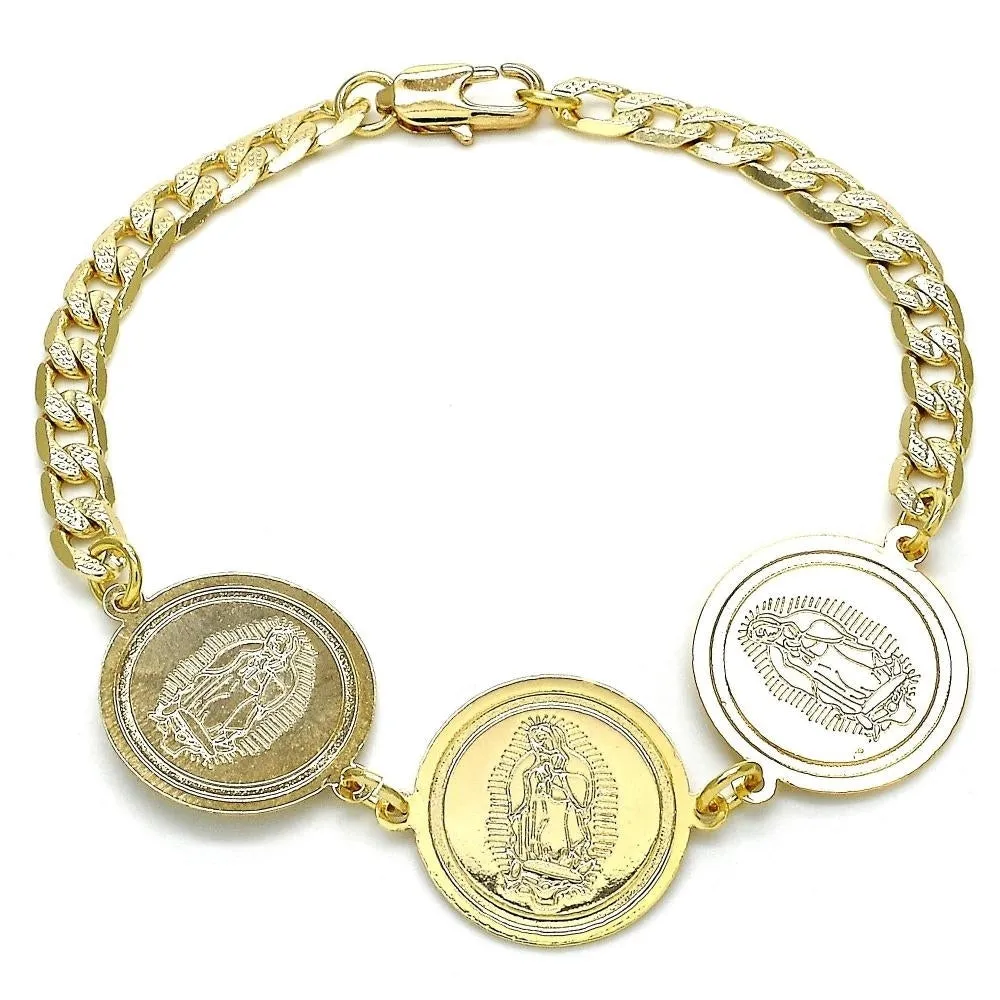 14k Gold Filled High Polish Finsh Cuban Curb Coin Bracelet 8 Elephant or Guadalupe