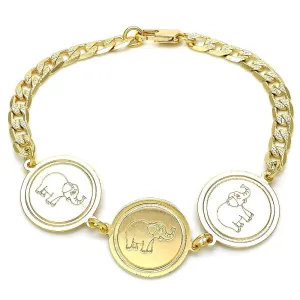 14k Gold Filled High Polish Finsh Cuban Curb Coin Bracelet 8 Elephant or Guadalupe