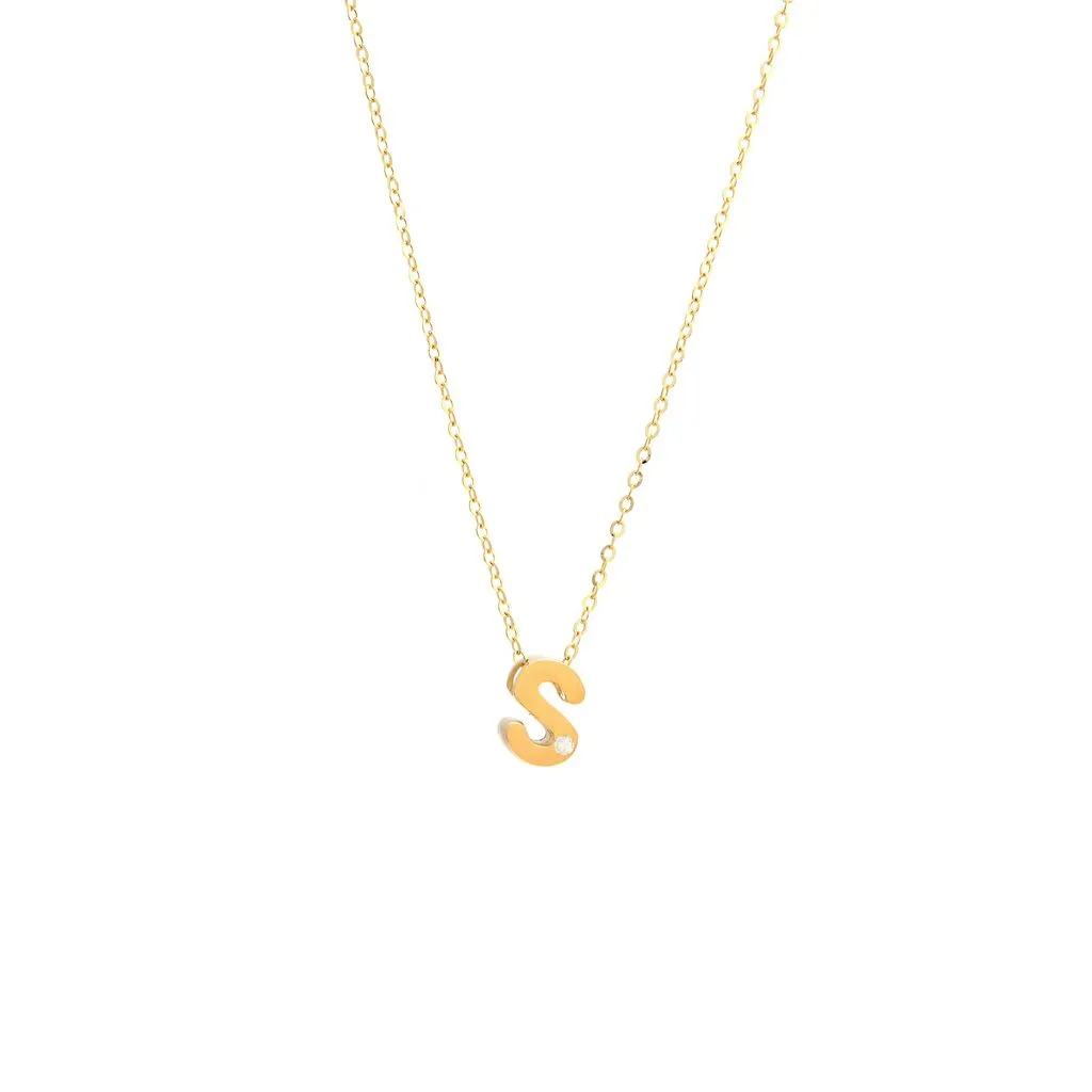 14K Gold Initial "S" Necklace (Diamond)