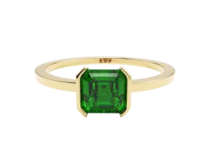 14k Half Bezel Emerald Ring - in stock