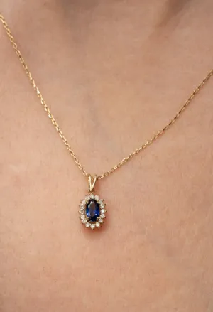 14K Solid Gold Oakley Sapphire Necklace
