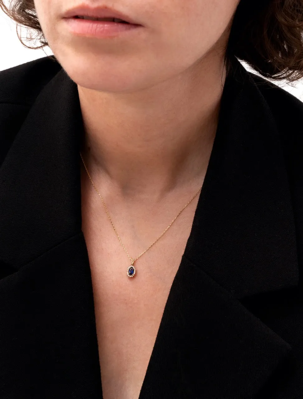 14K Solid Gold Oakley Sapphire Necklace