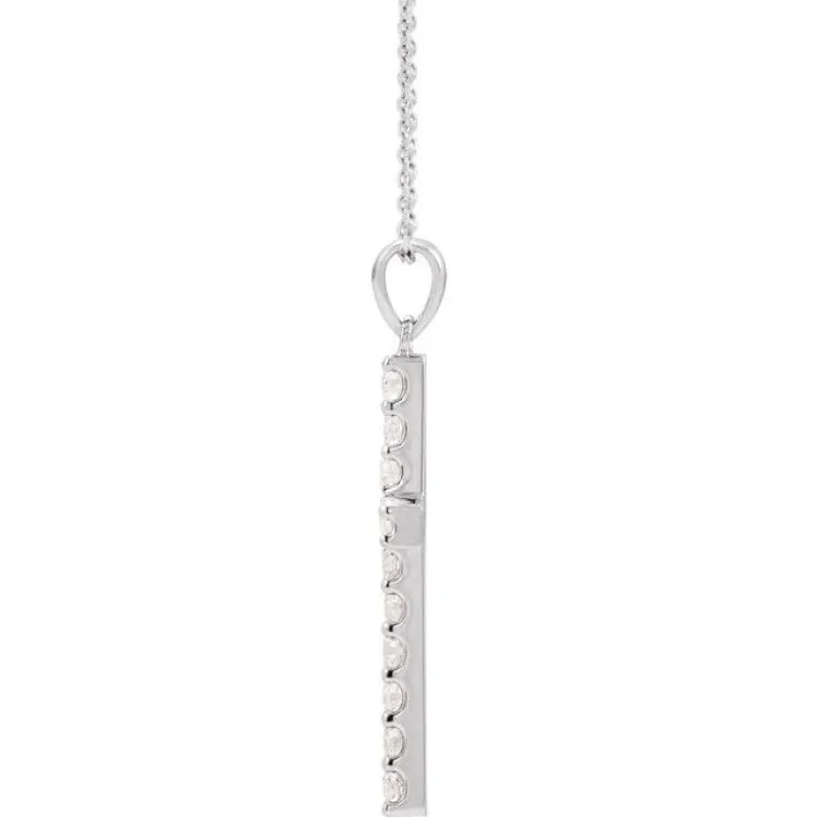 14K White 1/2 CTW Lab-Grown Diamond Cross 18" Necklace