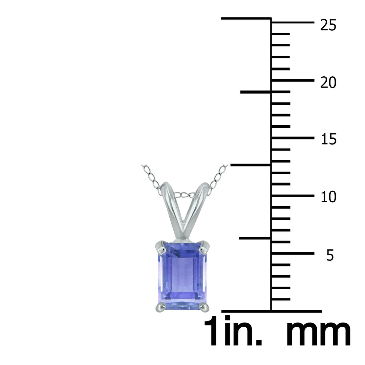 14K White Gold 6X4Mm Emerald Shaped Tanzanite Pendant