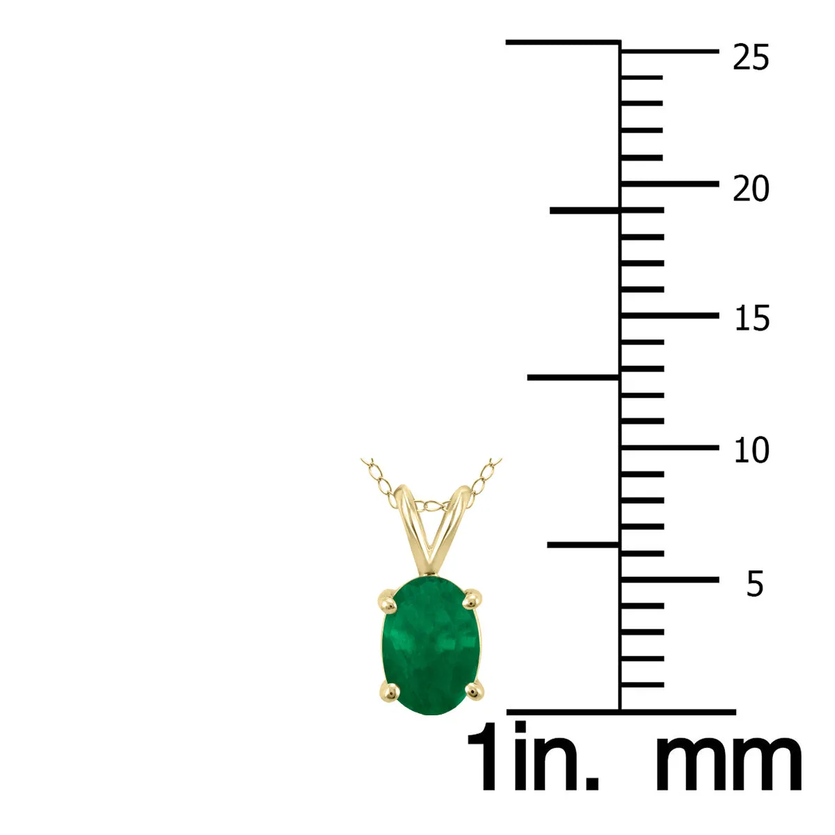 14K Yellow Gold 5X3Mm Oval Emerald Pendant