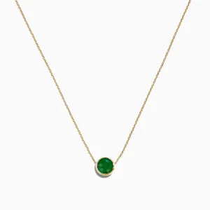 14K Yellow Gold Emerald Necklace, 0.81 TCW