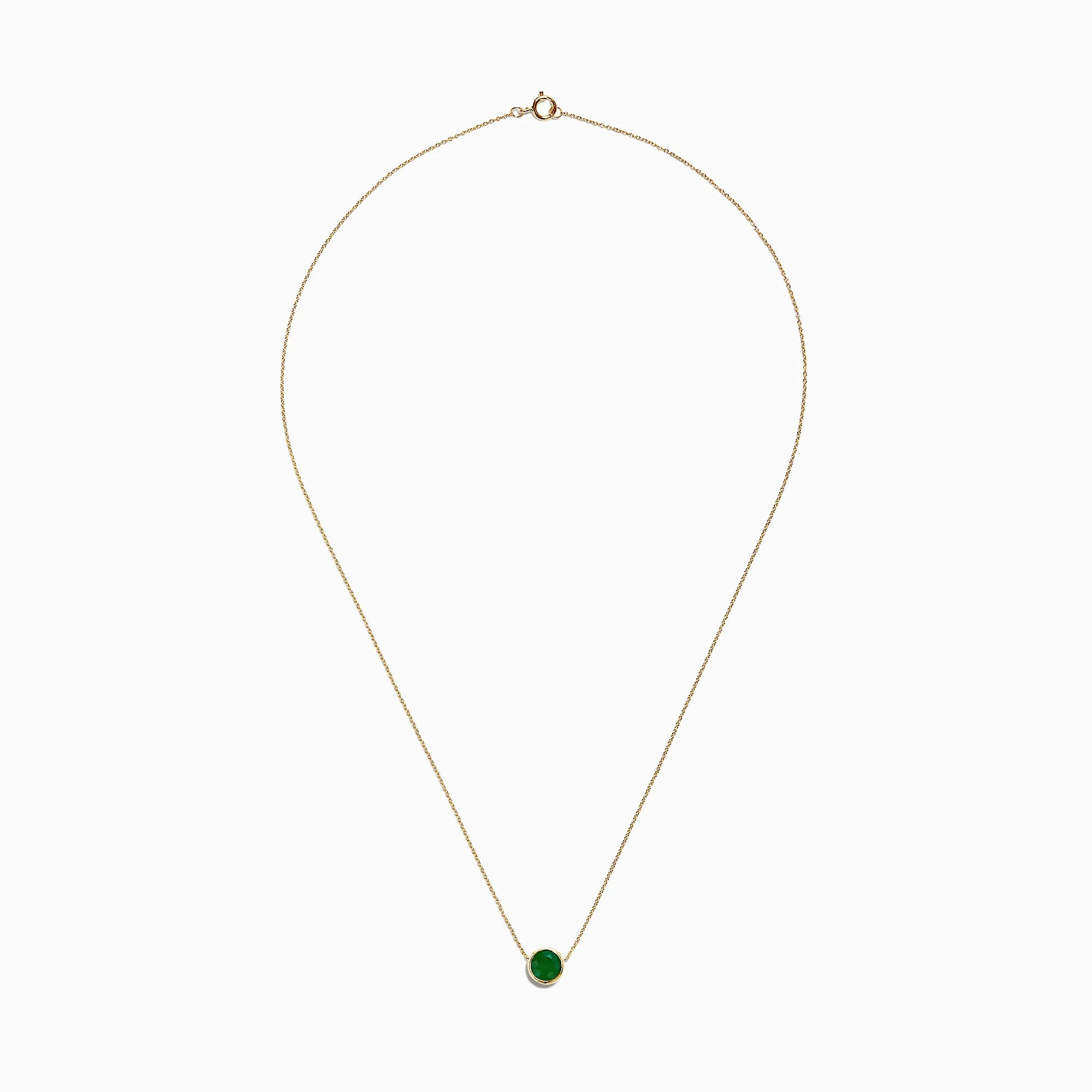 14K Yellow Gold Emerald Necklace, 0.81 TCW