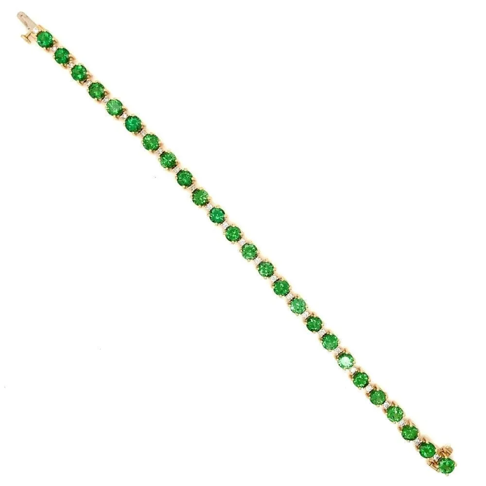 14k Yellow Gold Green Tsavorite and Diamond Line Bracelet Regard Jewelry Austin, Texas