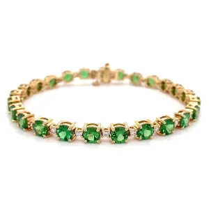 14k Yellow Gold Green Tsavorite and Diamond Line Bracelet Regard Jewelry Austin, Texas