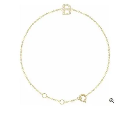14K Yellow Natural Diamond Initial Bracelet