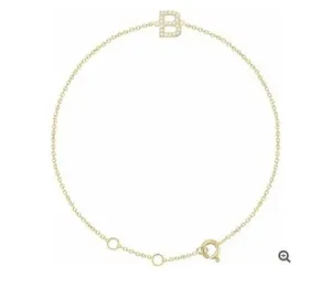 14K Yellow Natural Diamond Initial Bracelet