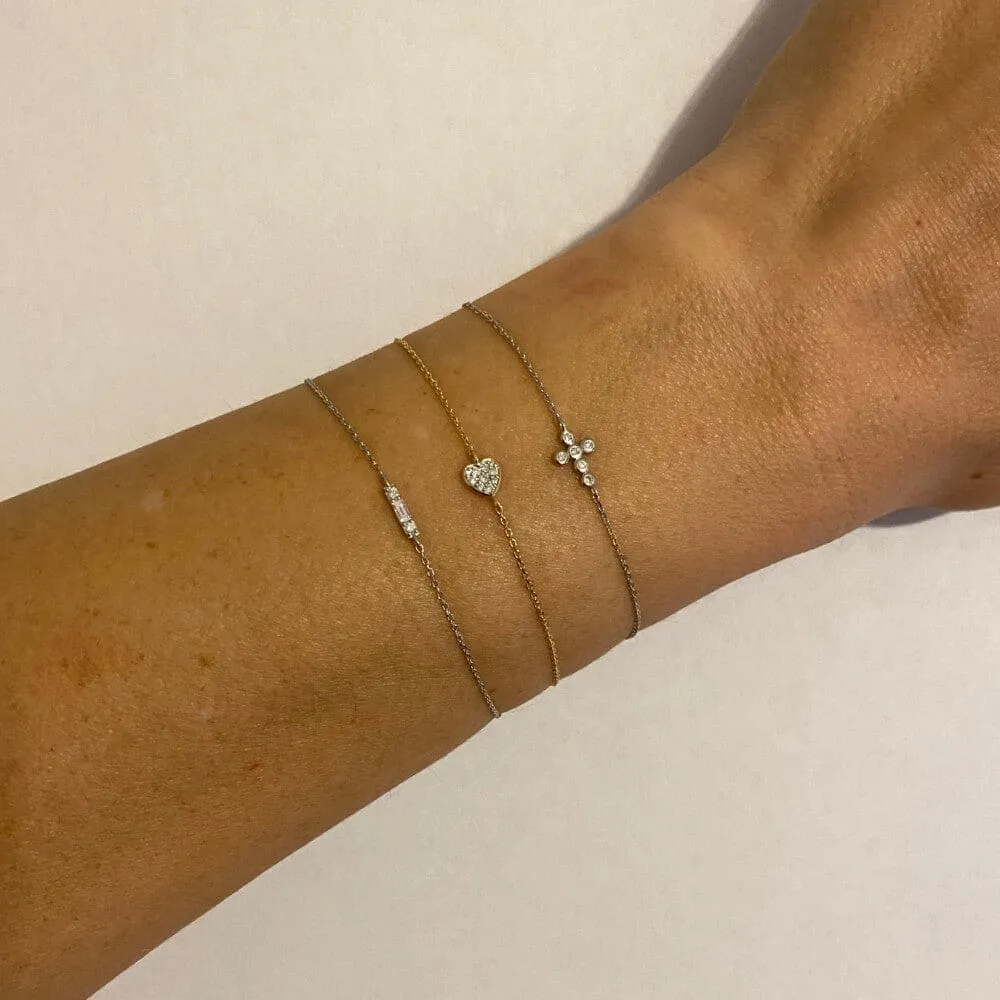 14K YG Tiny Heart Pave Diamond Bracelet 7’ Regard Jewelry Austin, Texas