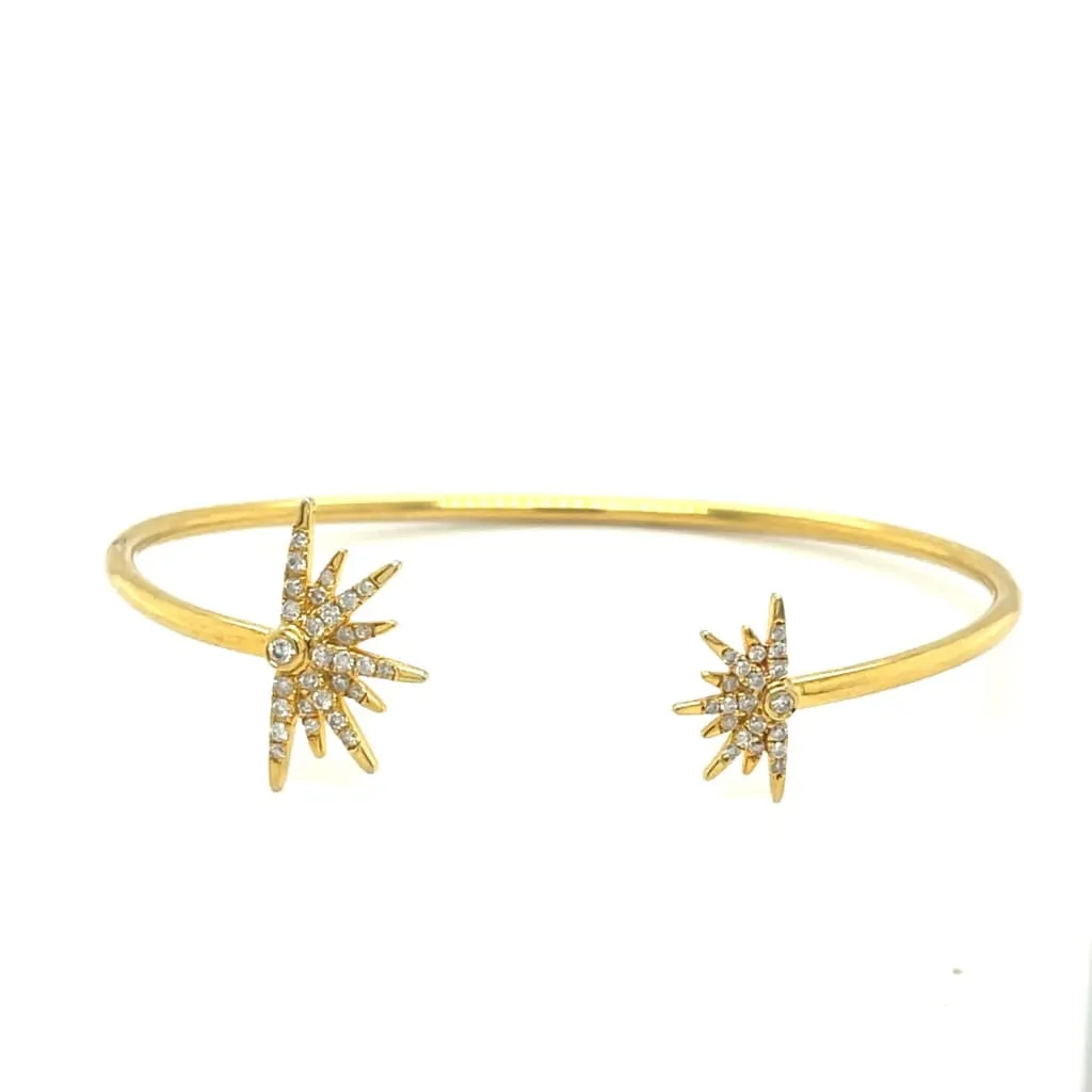 14kt YG Sunburst Cuff Bracelet with Diamonds Regard Jewelry Austin, Texas