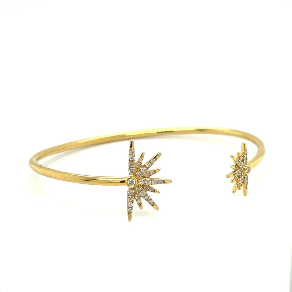 14kt YG Sunburst Cuff Bracelet with Diamonds Regard Jewelry Austin, Texas