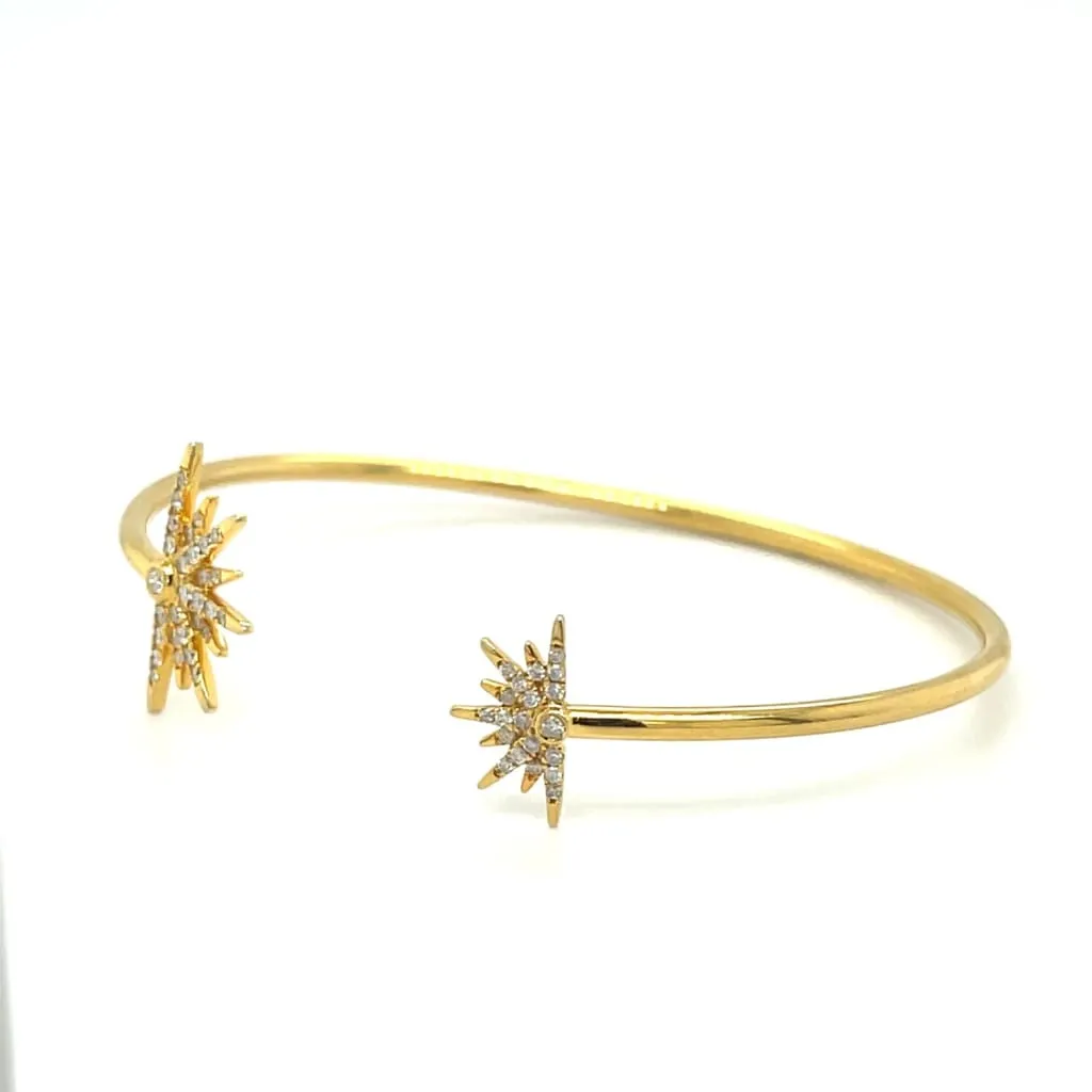 14kt YG Sunburst Cuff Bracelet with Diamonds Regard Jewelry Austin, Texas