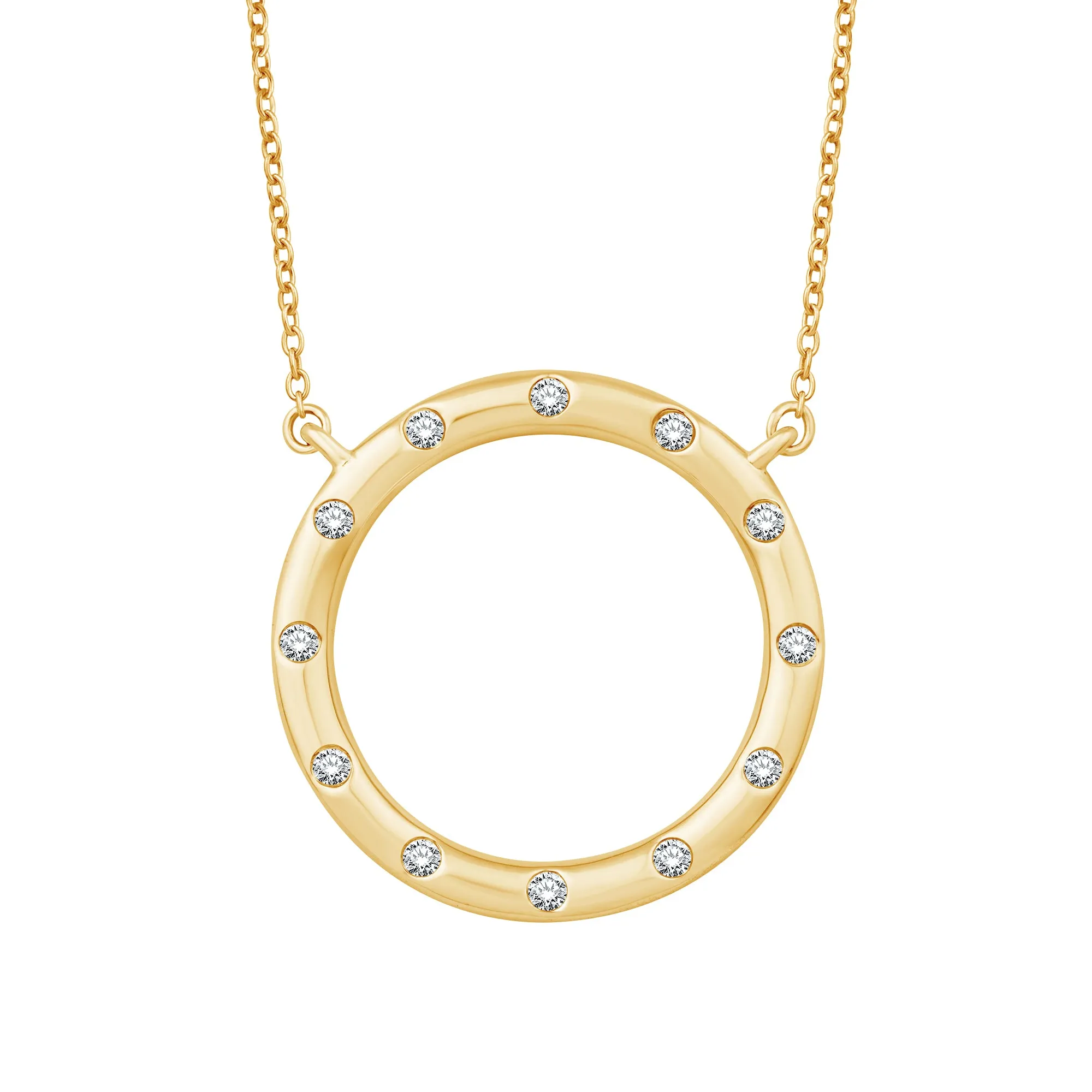 14KY 12RD0.15CT CIRCLE SCREW BAMBOO NECKLACE  (153N6074Y)