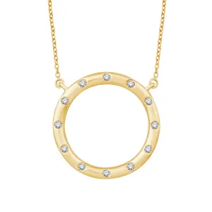 14KY 12RD0.15CT CIRCLE SCREW BAMBOO NECKLACE  (153N6074Y)