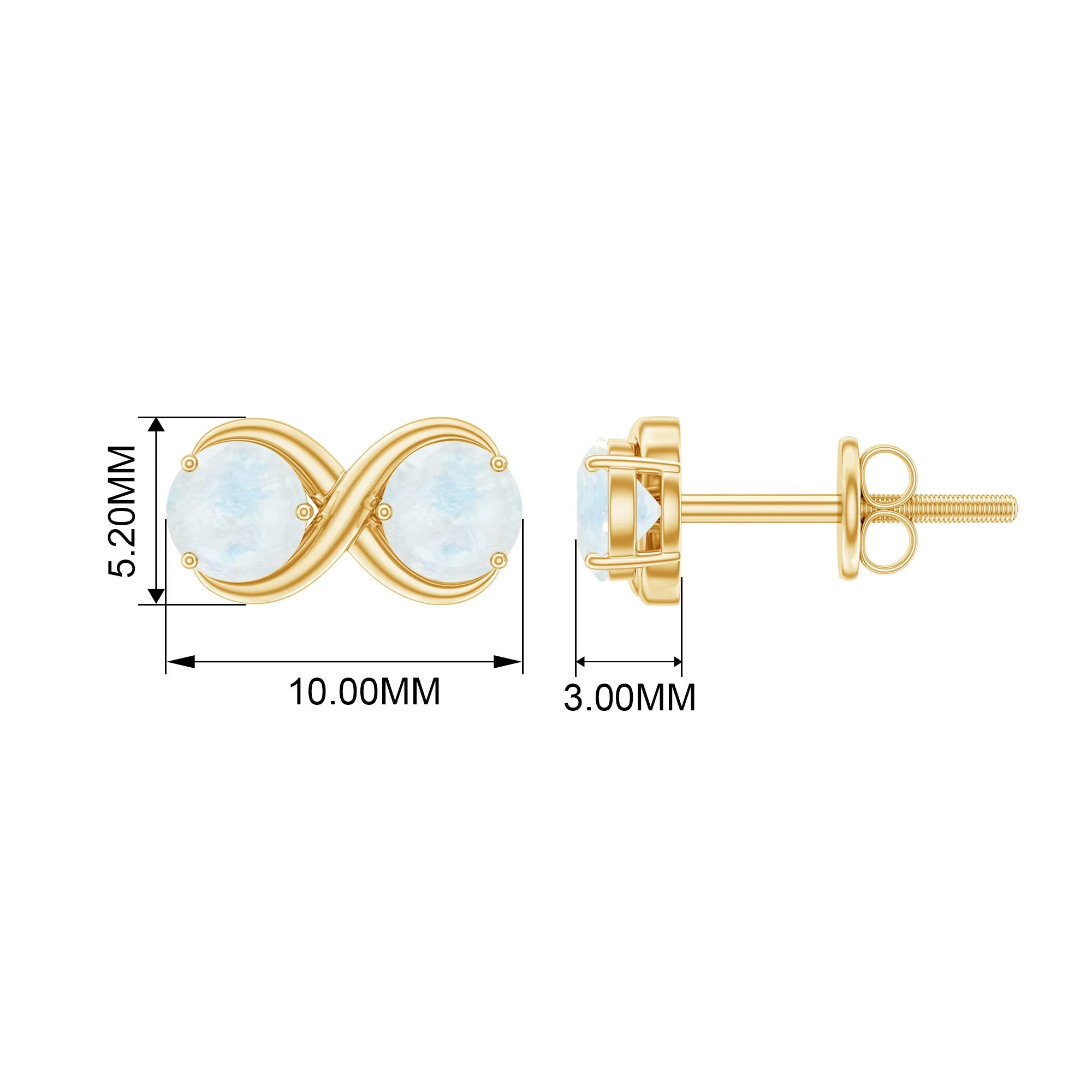 1.50 CT Simple Moonstone Two Stone Infinity Stud Earrings