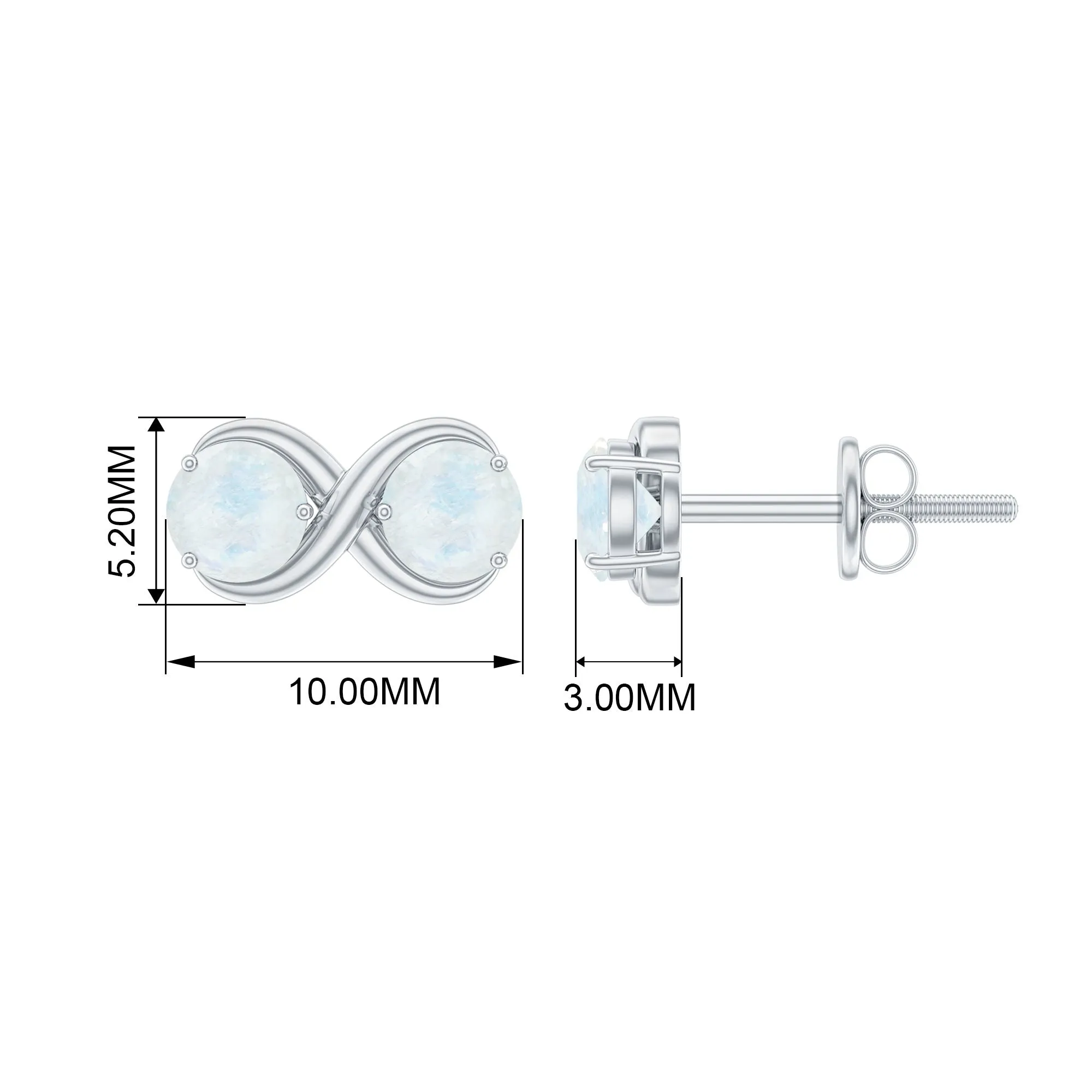 1.50 CT Simple Moonstone Two Stone Infinity Stud Earrings
