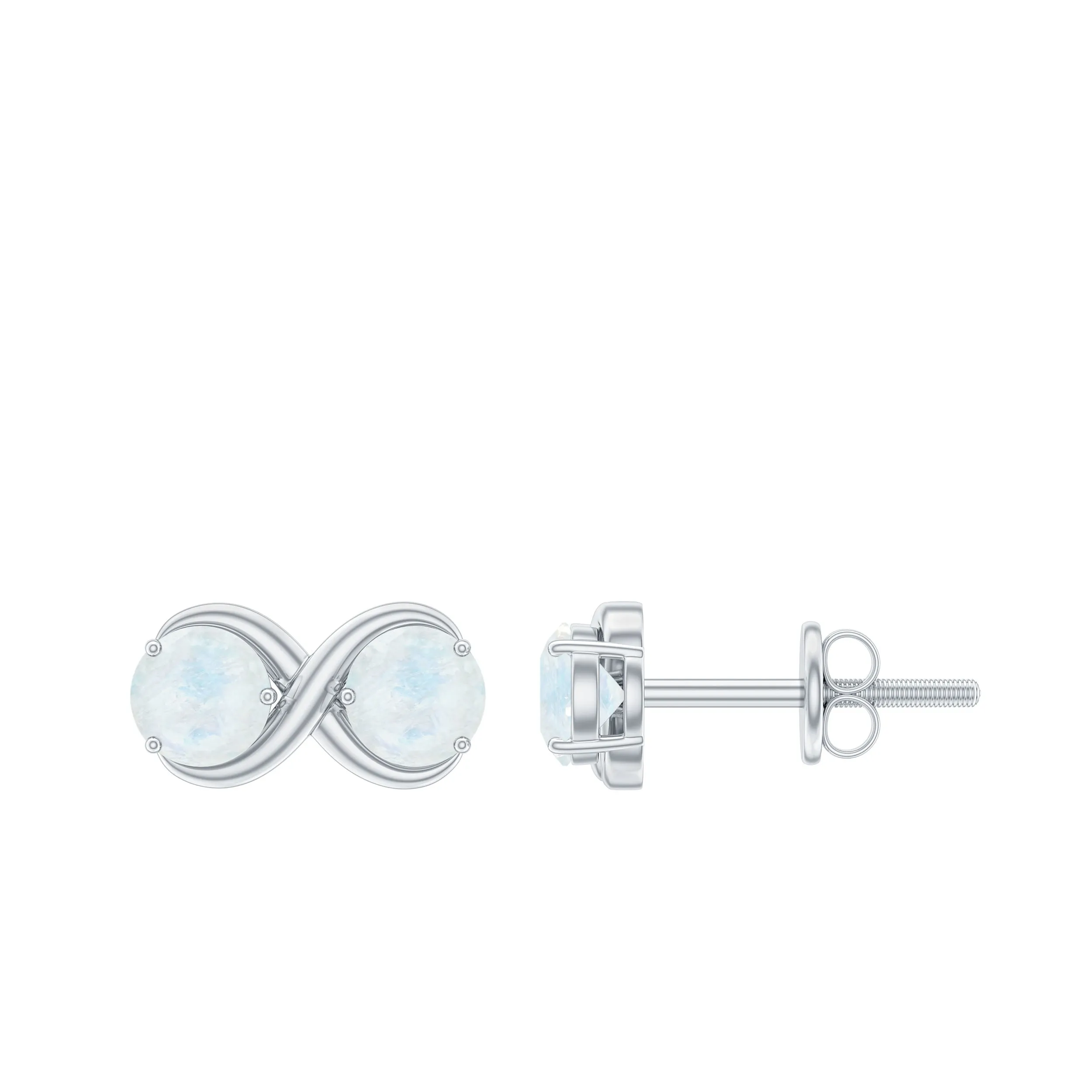 1.50 CT Simple Moonstone Two Stone Infinity Stud Earrings